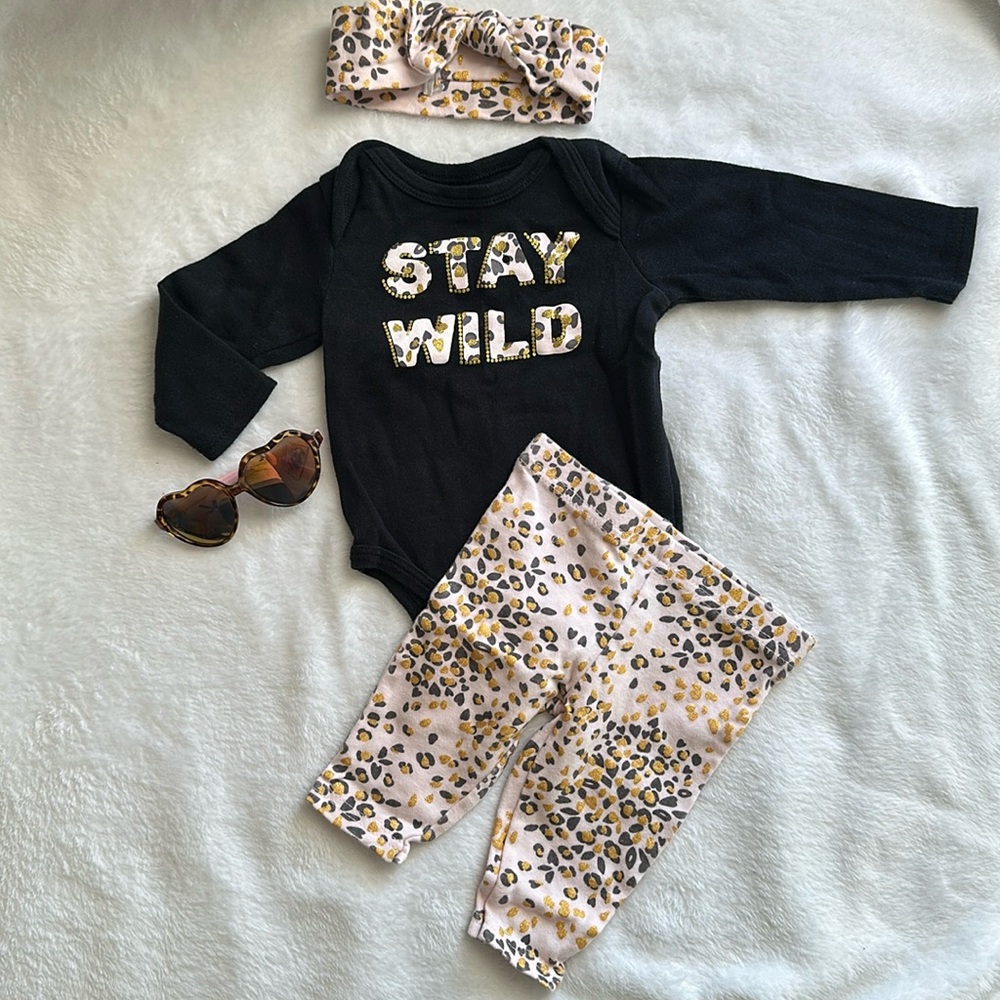 4/$20 Stay Wild Baby Girl 4-piece Set, 3-6m